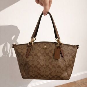 Coach Small Kelsey Satchel in Signature Canvas crossbody or shoulder F28989